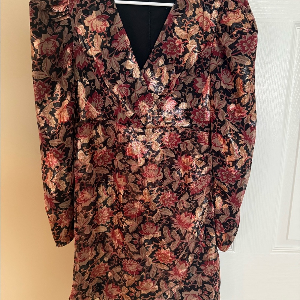 Floral Black and Red Dress